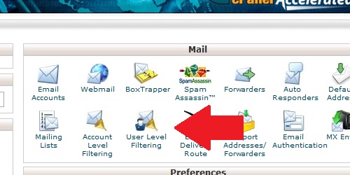 Open the User Level Filtering page within cPanel.